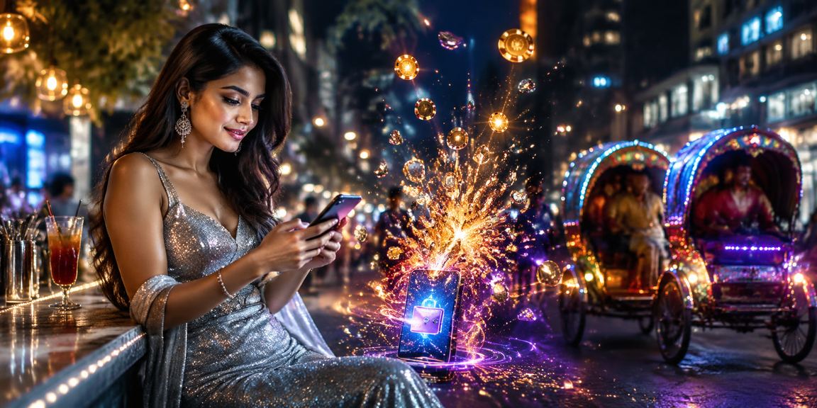 ঢাকায় রিকশার পাশে মোবাইলে ক্যাসিনো ও পেমেন্ট করছেন ব্যবহারকারী