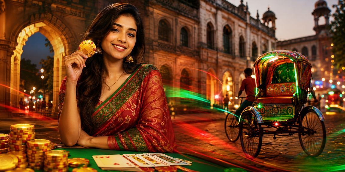 ঢাকায় লাল সবুজ পতাকার সামনে রামি গেম খেলছেন ব্যবহারকারী
